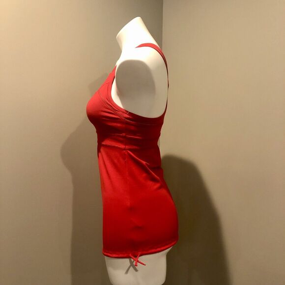 Athleta Tank Top XXS Red w/ Sports Bra Slim Fit Wide Racerback Straps - Picture 3 of 12